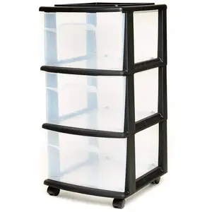 Homz Plastic 3 Drawer Medium Home Storage Container, Clear Drawers