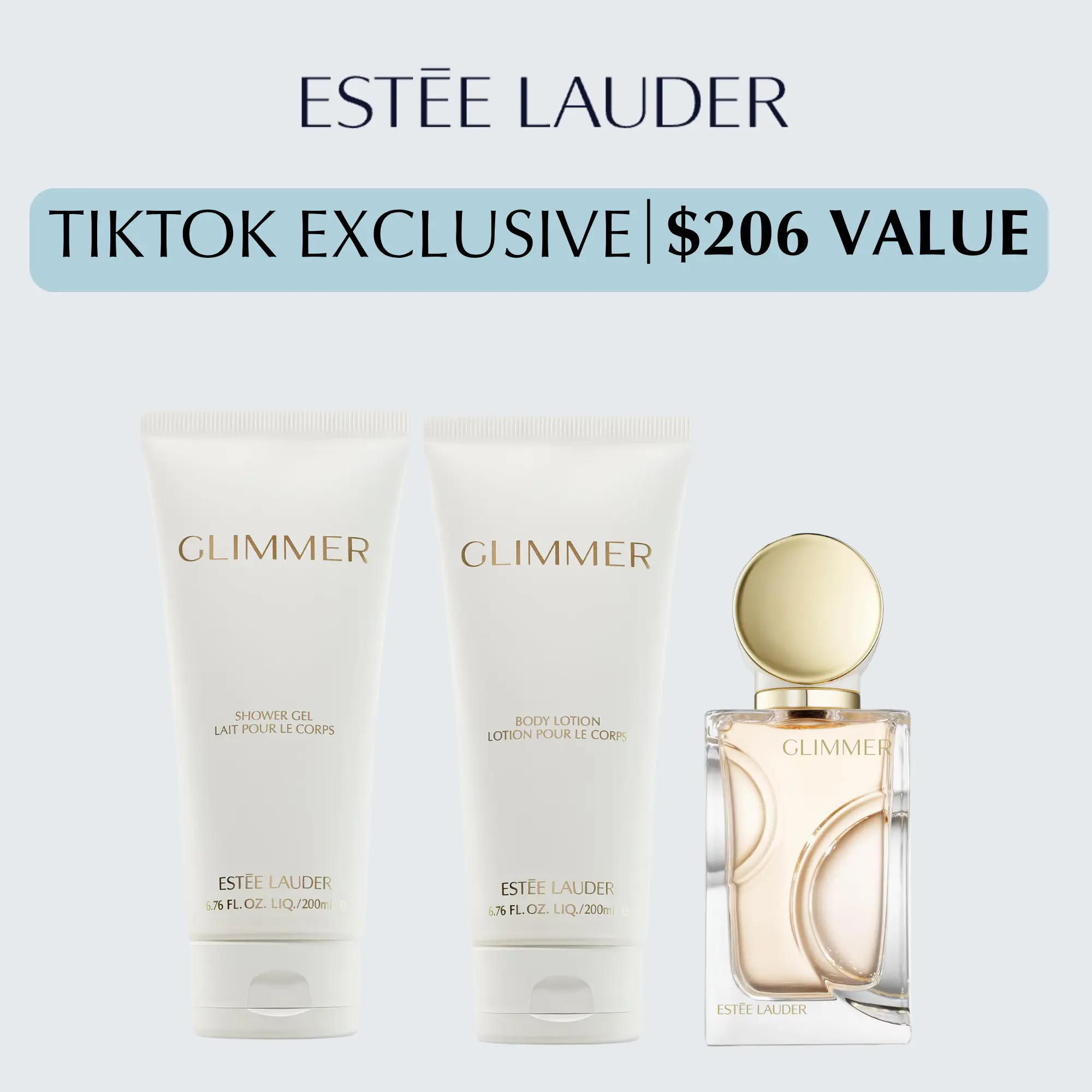 [Estée Lauder] Glimmer Perfume & Body Care Set | Eau de Parfum + Lotion + Shower Gel