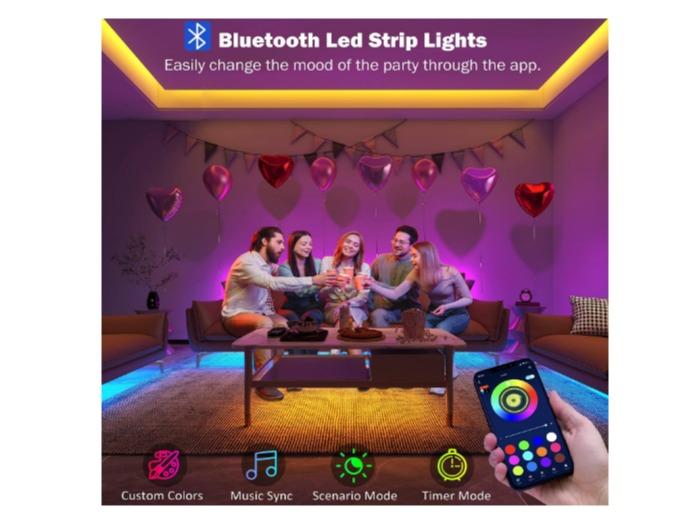Led Lights for Bedroom 100 ft (2 Rolls of 50ft) Music Sync Color Changing RGB Led Strip Lights with Remote App Control Bluetooth Led Strip, Lights for Room Home Kitchen Party Decor