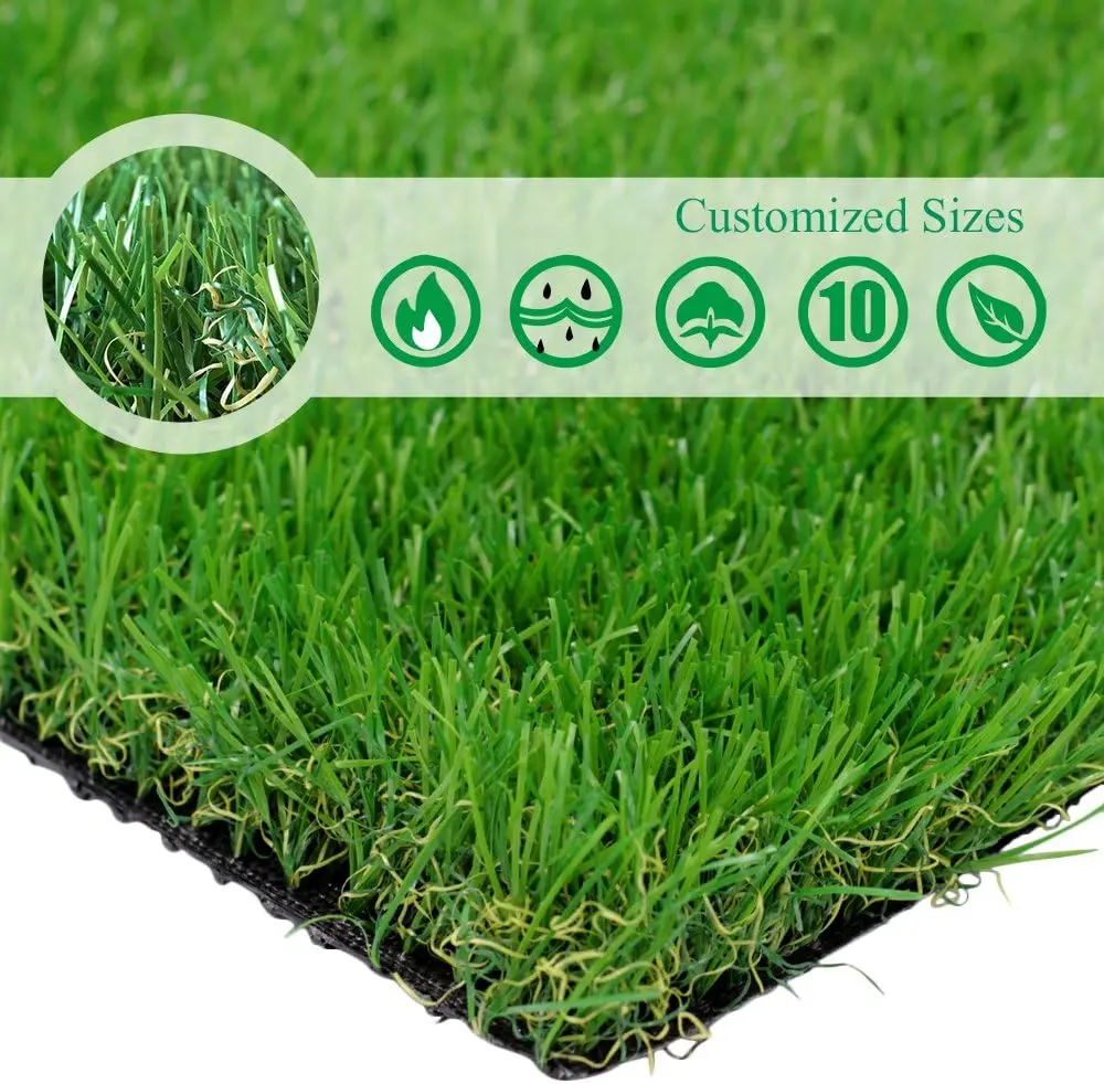1.38 in Rubber-Backed Deluxe Artificial Grass Mat - Decorative Room Decor, Home Improvement, No-Maintenance Synthetic Lawn Rug for Indoor & Outdoor Garden Landscape
