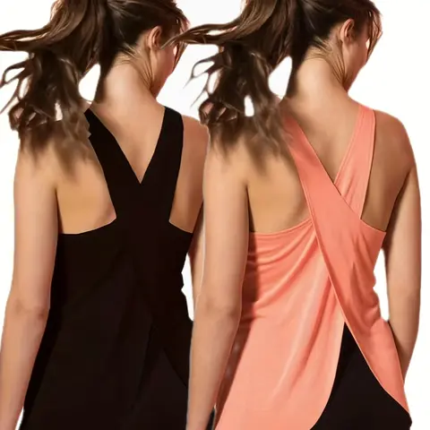 2-Piece Pack for High-Elasticity Quick-Dry Women's Workout Tank Tops, Workout Clothing, Sports Tank Tops, Active Tops, Breathable Yoga Fitness Tops for Gym, Running, All-Season Wear, Pink & Coral, Comfortable Fit, Sleeveless Gym Tops