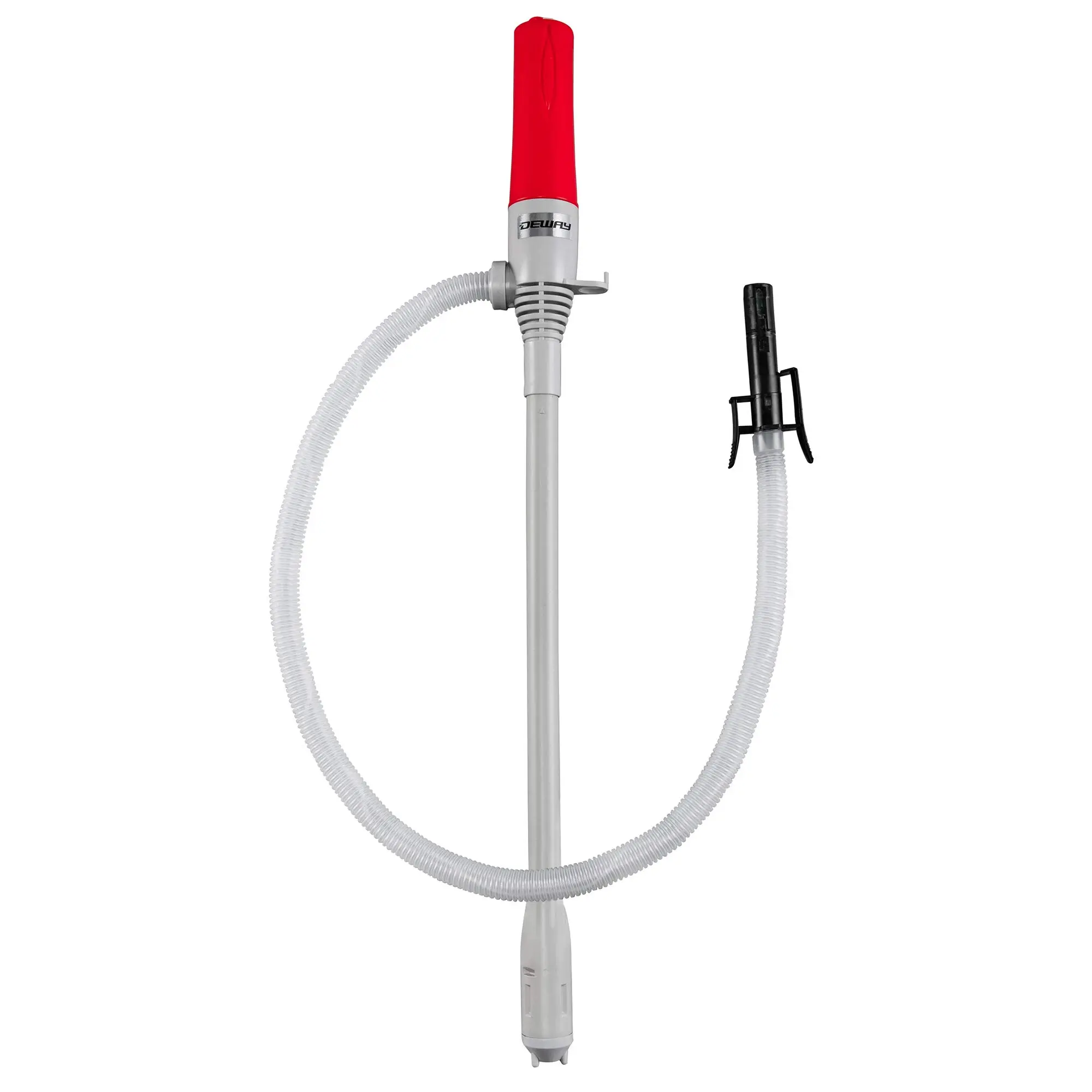 DEWAY Automatic Fuel Transfer Pump with Auto-Stop & Beep, 3X More Powerful D Battery Powered, Extra Long Hose, Portable Liquid Pump Transfers Gasoline, Water & More at 2.4 Gal/Minute