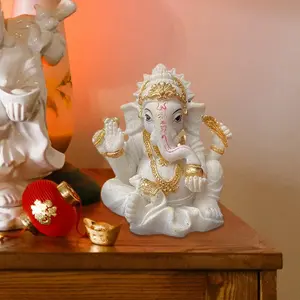 Ganesh Statue Hand Carved Resin Sculpture - Artwork Decoration for Home Office Decor Collectibles Ornaments Religious