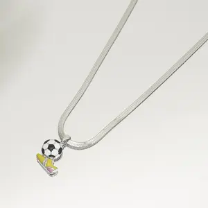 Soccer Cleat & Ball Pendant Necklace| Stainless Steel Snake Chain| Fun Sporty Jewelry for Men & Women