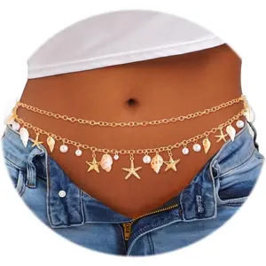Seashell Belt Shell Body Chain Starfish Waist Chain Bikini Beach Belly Chains for Women