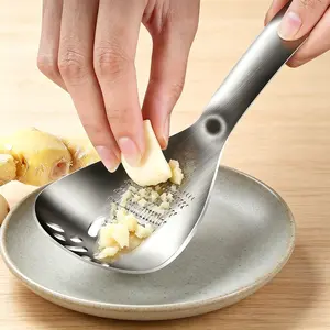 Multifunctional Grinding Spoon Steel Garlic Masher 304 Stainless, Kitchen & Home Garlic & Ginger Press, Baby Food Prep Tool & Strainer Spoon`