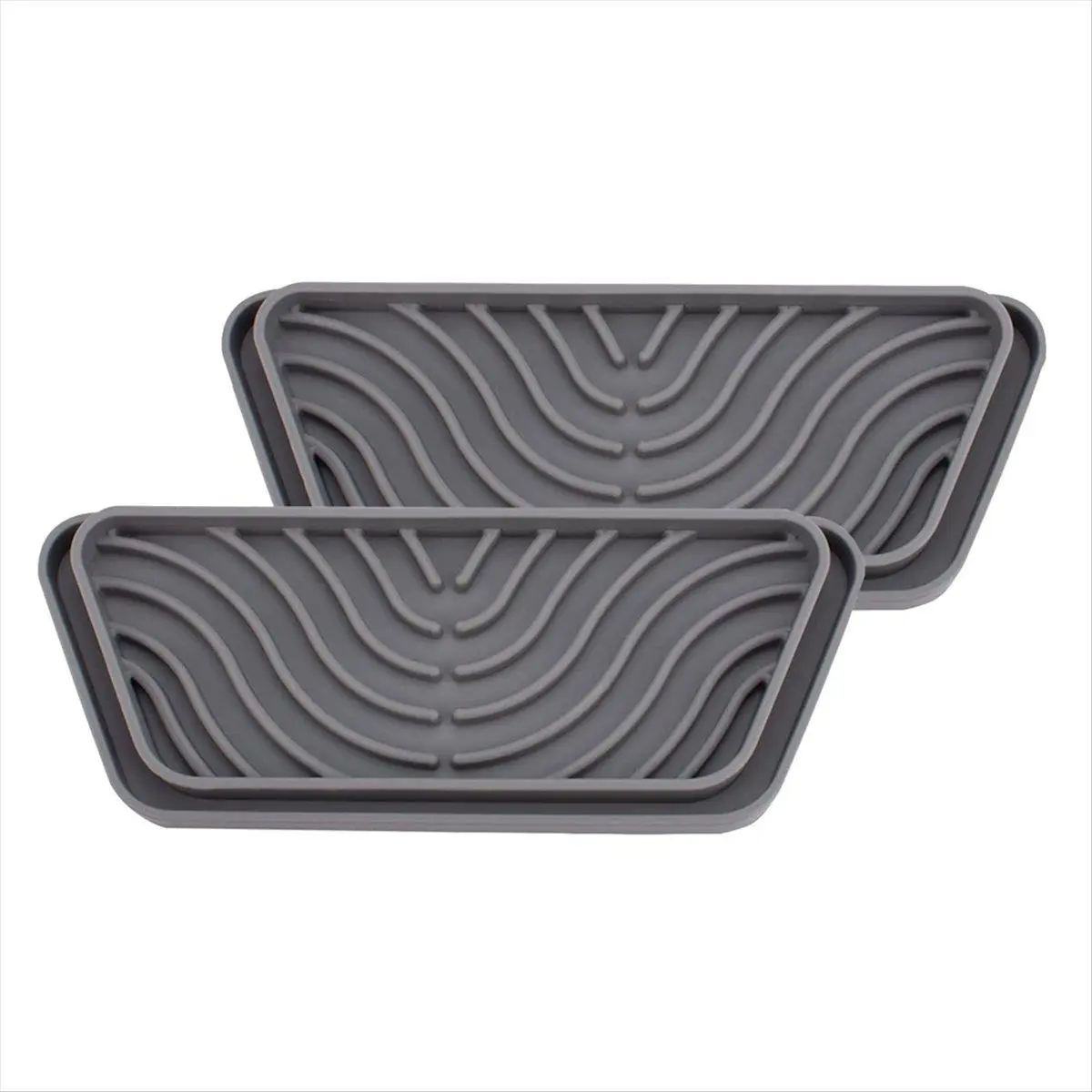 2-Pack Silicone Refrigerator Drip Catcher, BPA-Free Cuttable Spill Tray with Deep Edges for Water & Ice Dispensers, Non-Slip & Dishwasher Safe, Grey, Water Proof, Reusable, Fridge Use, 20.8X7.1cm, Rectangle, Cuttable Design, Large Capacity, Water Dispense