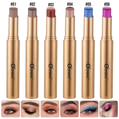 6Pcs-Set Shimmer Eyeshadow Stick, Crayon-Like 3-in-1 Makeup Products for Beginners, Creamy Texture, Bling Effect, 1-Swipe Easy Eye Makeup, Quick-Set for Everyday Use