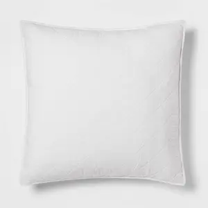 Euro Diamond Stitch Cotton Linen Quilt Sham White - Threshold