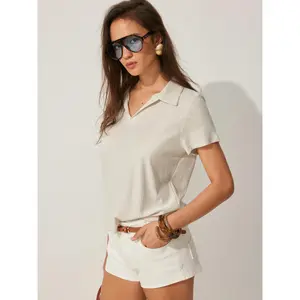 Cider Cotton-blend Polo Collar Short Sleeve Tee SummerWins