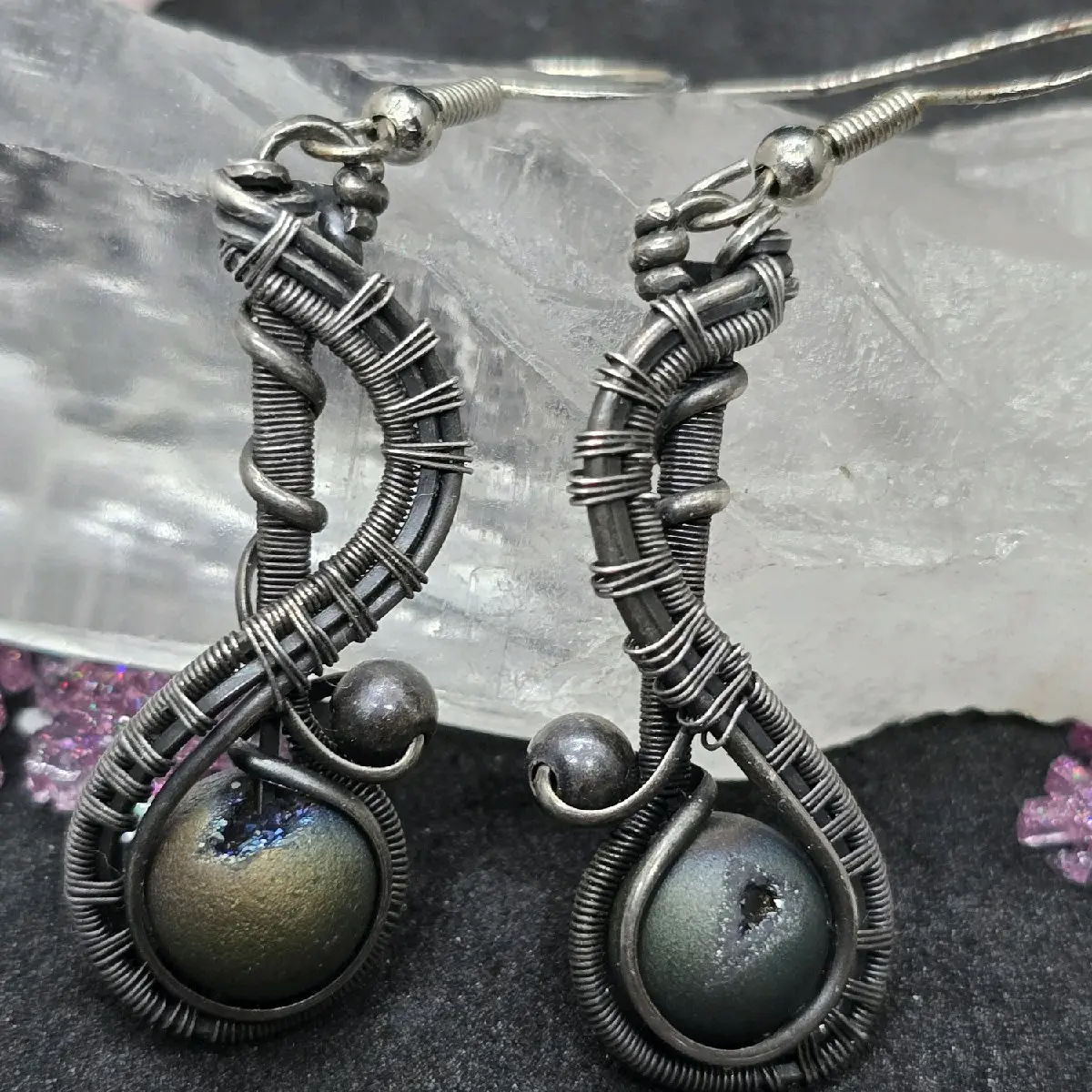 Handmade Silver Fidget Earrings - Elegant Design for Stress Relief and Relaxation