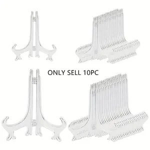 10-Pack Transparent Plastic Display Stands Racks, 3 Inch & 6 Inch, Ideal for Weddings, Christmas, Home Decor, Birthdays, Parties, Photos, Plates, Artwork