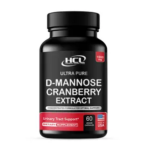 D-Mannose with Cranberry 1500 mg - Ultra Pure Plant-Based Supplement for Urinary Tract Comfort & UTI Prevention - Zero Sugar, No Fillers, 60 Veggie Capsules Healthcare Fitness Edible Powder Dietary by HCL Herbal Code Labs