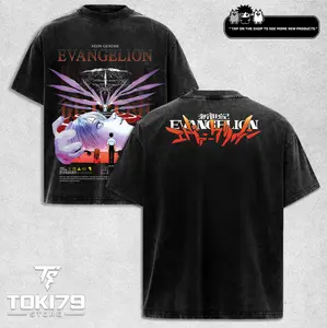 Evangelion Washed T-Shirt, Game Shirt, Crewneck, Casual Graphic Tee, Available in Sizes S-3XL, Heavyweight Cotton T-shirt, Anime Merch, Top Tshirt Streetwear graphic tees