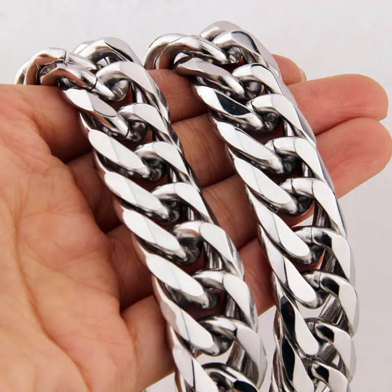 GTHIC Durable Stainless Steel Heavy Polished Cuban Links Necklace, Men's Jewelry & Accessory for Casual Wear, Rapper-Rocker Birthday Gift, Men's Accessories