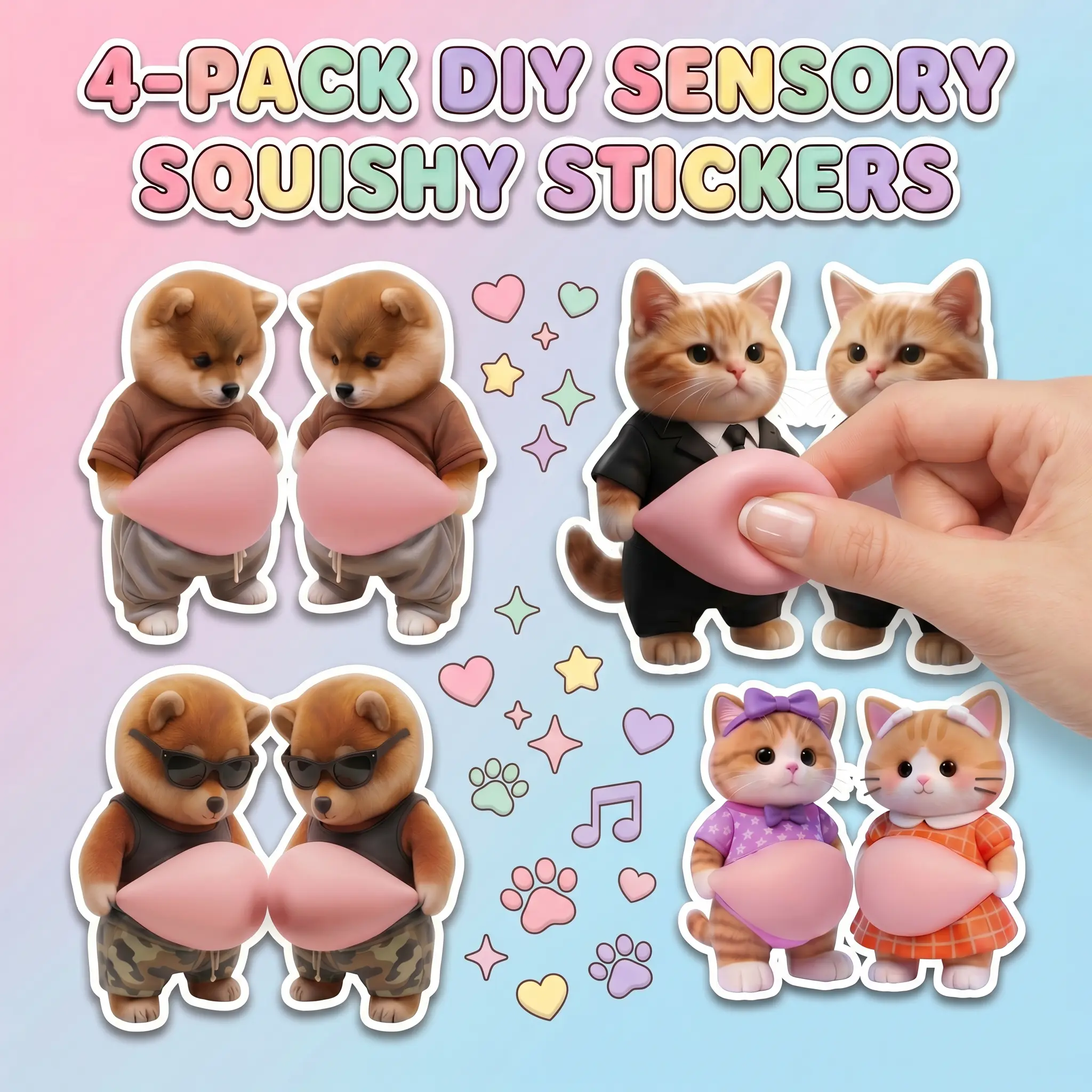 8Pcs Silicone Door Bumpers - 3D Cute Animal Designs, Odorless Home Protection Pads, 1.9"x1.2"x0.4" & 3.9"x2.4" Sizes, No Sticky Residue Anti-Collision Pads for Door Knobs, Cabinets