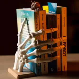 Skeleton Hand Bookends Gothic Decor - 3D Printed Spooky Book Stopper for Horror Fans, Unique Bookshelf Organizer, Cool Desk Aesthetic, Halloween & Dark Academia Room Decor