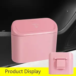 2pcs/set -1pc Trash Can + 1 Rolls Of Garbage Bags, Car Side Door Hanging Storage Box, Mini Creative Car Trash Can