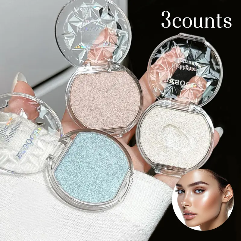 Three-Pack Shimmer Bronzer Highlighter Powder, Brightening Contour Makeup, Long-Lasting Finish, Perfect for Daily Use, Beauty Essential