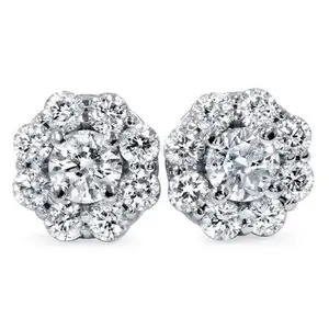 1 1/2ct Halo Fire Diamond Studs 14K White Gold