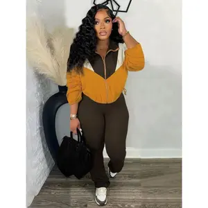 Women’s two-piece matching set: streetwear zip-up jacket and high-waisted long pants; sports suit/sportswear, 2025