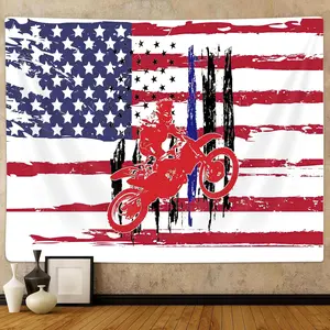 Motocross Dirt Bike Flag Tapestry Wall Hanging, Grunge Flag Moto Wall Decor Tapestries, Sports Wall Art Tapestry for Bedroom Living Room Home College Drom Office Blanket