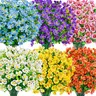 Der Rose 24-Bundles UV-Resistant Silky Artificial Pansies Garden Mix - 6 Assorted Decorative Flowers, Lightweight, Adjustable, Easy Planter Placement for Outdoor Use, Silk Gift for Mom