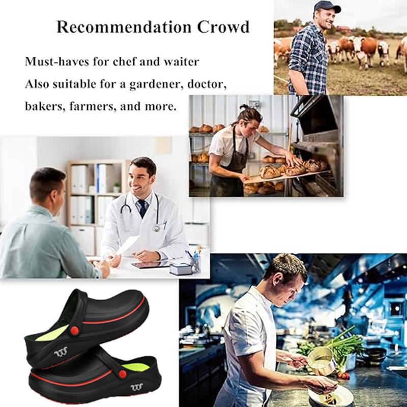 Mule slippers,Chef work shoes wide toe shoes- anti slip, oil resistant, waterproof, easy to clean, affordable work shoes,comfortable, easy to put on and take off, suitable for kitchen, nursing, and catering work. Black.Men's and women's shoes