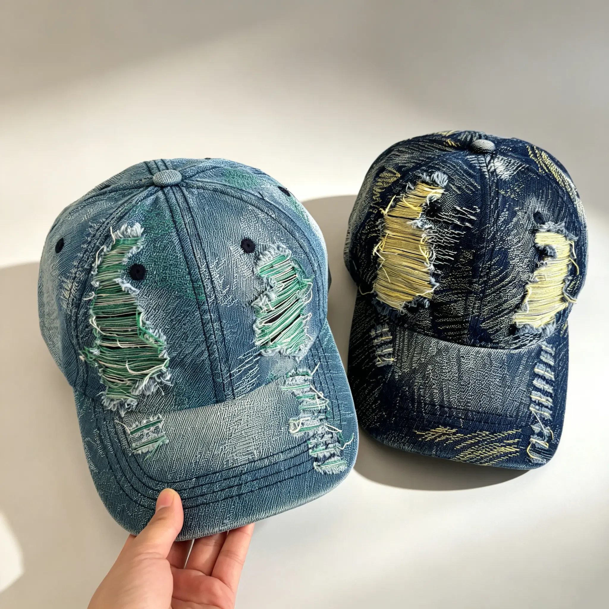Unisex Distressed Washed Ripped Korean Trendy Casual Baseball Cap - All-Season, Flattering, Versatile Sports & Outdoor Hat