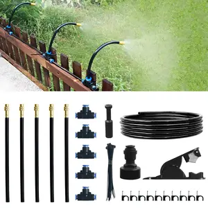 16.4Ft Drip Irrigation System, Automatic Garden Irrigation System with 360- Bending Dropper, Atomizing Watering Misting System with Copper Nozzle for Garden  Lawn Patio(5 Nozzles)