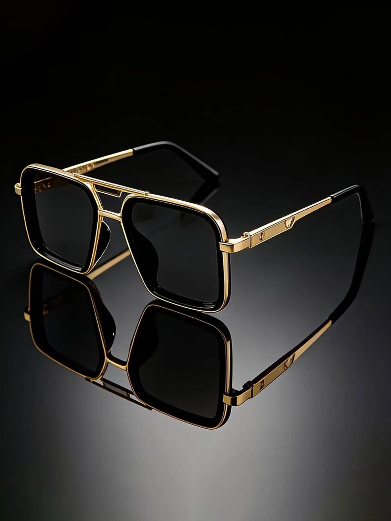 Retro Square Double Bridge Metal Sunglasses Upliftjoys Sunglasses, Retro Gradient Sunglasses Uv400  main image 3