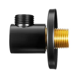 VEVOR Wall Mounted Supply Elbow, Wall Supply Elbow with O-Ring Flange, Tapered 1/2 NPT Female Inlet, Solid Brass Wall Union, Round Walls Union Water Supplying, Matte Black Finish, 1/2 IPS