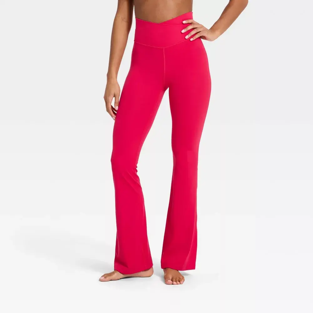 Women's Everyday Soft Ultra High-Rise Crossover Flare Leggings - All In Motion Dark Red XL