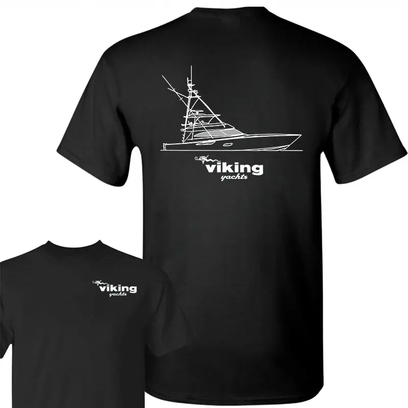 Cotton - Viking Yachts Black T-Shirt, Technical Line Art Boat Graphic Tee for Saltwater Anglers & Yacht Enthusiasts, Minimal Nautical Style Cotton Shirt for Offshore Fishing Lovers, shirts for men tees
