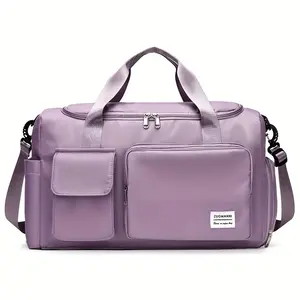 ZUOMANNI Nylon Travel Bag - Large Capacity, Adjustable Shoulder Strap, Multi-Compartment Gym & Duffle Bag in Purple with Padded Ends for Daily Commute