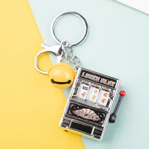 Mini Fruit Slot Machine Keychain with Lucky Slot Design and Bell Charm
