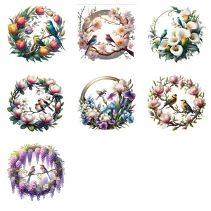 7pcs Floral Vinyl Stickers - Elegant White Flowers & Green Leaves Design, Mixed Colors, Durable Decals for Cars, Laptops, Water Bottles, DIY Crafts, Windows, Walls, Skateboards, SUVs, Trucks, Motorcycles, Tablets, Phones, Vans, Boats