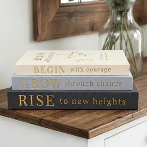 Decorative Fake Books Set of 3 for Home Decor, Faux Hollow Book Box with Hidden Storage for Bookshelf and Coffee Table Decor