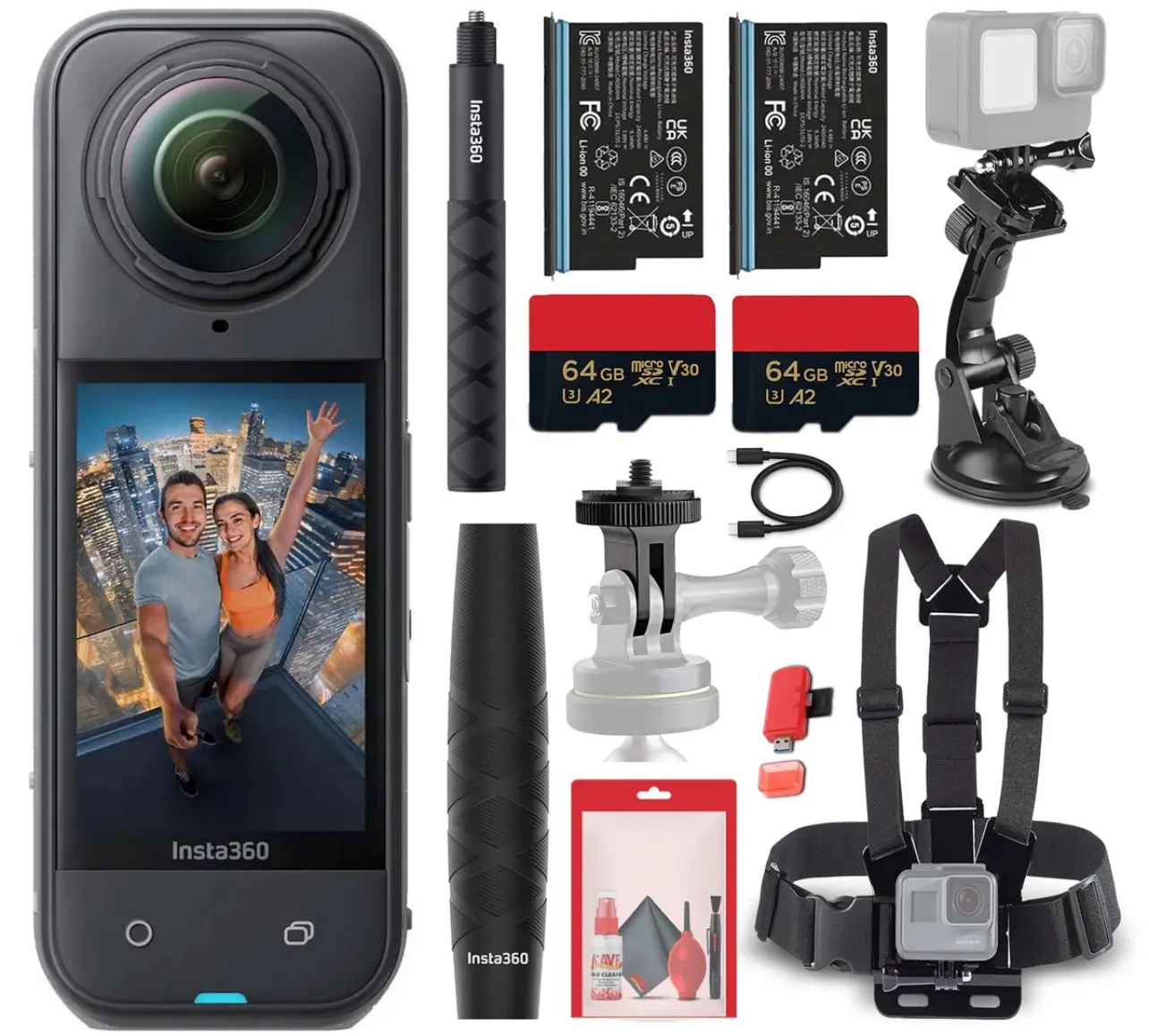 Insta360 X5 8K Waterproof 360° Action Camera | Creator Kit with 2 Batteries, Selfie Stick & Carry Bag