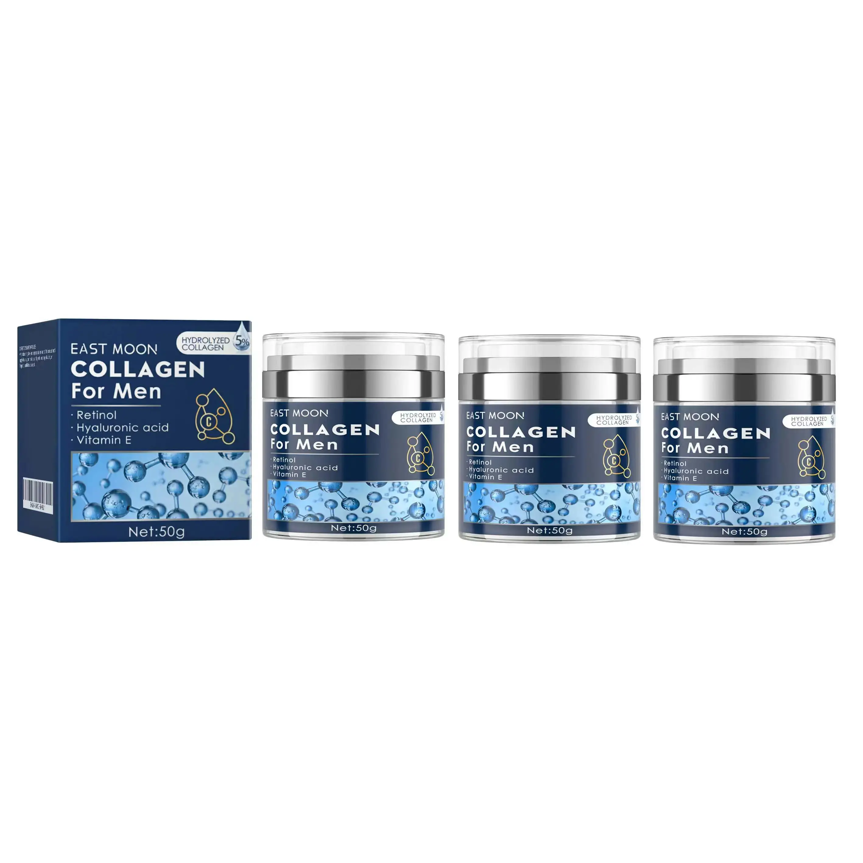Collagen Men's Anti-Aging Wrinkle Cream, Men's Face Moisturizer Cream 50g, Skin Firming and Tightening Lotion, Firming Hyaluronic Acid Moisturizer Skin Repair Daily Gentle Blend Moisturizing Retinol