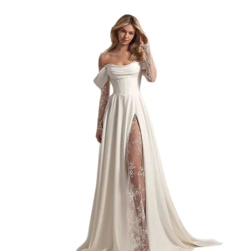 tight long sleeve mini dress White Ruched Off Shoulder Long Sleeve Mini Dress