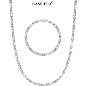 CASSIECA Male 2-Pieces Stainless Steel Snake Pearl Rope Chain Set, Men's Link Necklace and Bracelet, Hip Hop Costume Jewelry for Daily Wear, Casual Modern Versatile Fashion Accessories Summervibes