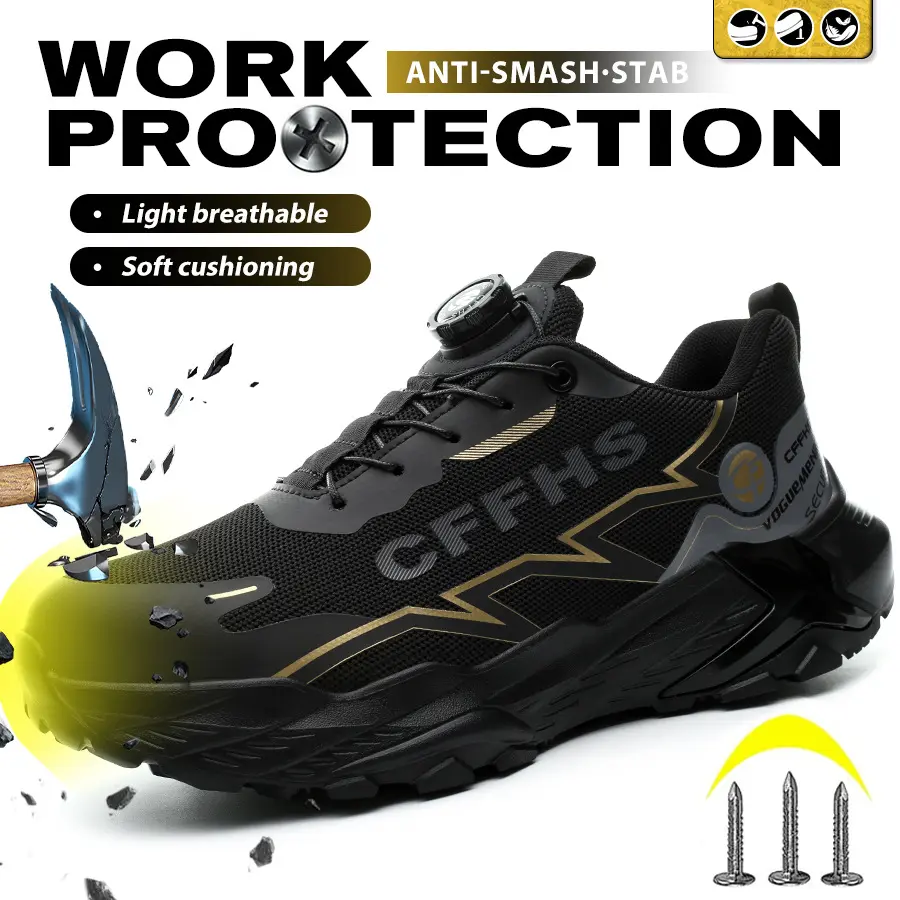 Men's Low Top Steel Toe Cap Work Shoes - Mesh Upper, Breathable, Lightweight, Comfortable, Puncture-Proof Safety Sneakers for Construction Work, Work Protection