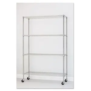 ALE1SW604818SR Steel Complete Wire Shelving Unit with Casters - Home Organiser, Storage Rack