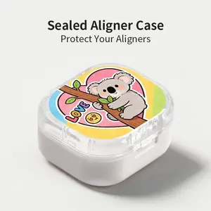 Cute Koala Hugging Tree Branch Aligner Case, Sealed Leak-Proof Orthodontic Retainer Box, Portable Dust-Proof Storage for Students Adults Travel