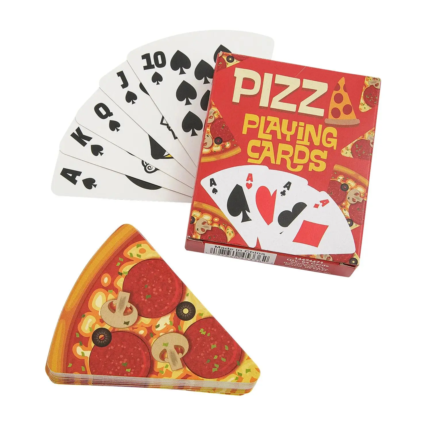 2 3/4" x 3 1/4" Mini Pizza-Styled Triangle Playing Cards - 12 Pc., Cool Card Games for Family Fun, Parties, Food Lovers