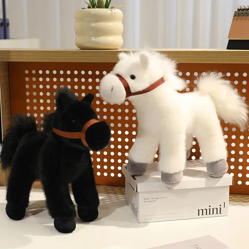30cm High-Quality Super Realistic Standing Pony Plush Toy, Stuffed Animal Doll, House Decoration, Kids' Birthday Gift