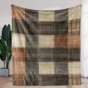 1pc Soft Cozy Plaid Throw Blanket - Traditional Plaid In Neutral Tones (///), All-Season Bedspread Suitable Sofa, Bed, Car, Office - Washable Warm Comforter, 2D Flat, Birthday Mother's Day Size 70x140cm/27.56x55.12 In
