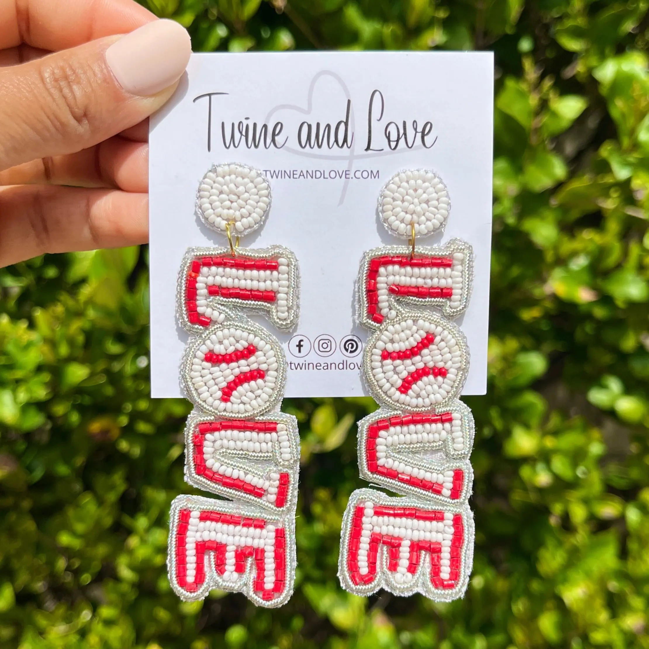 Love Baseball Beaded Earrings