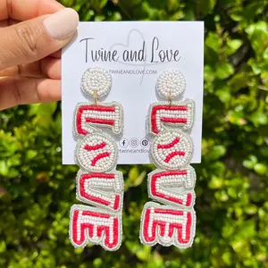 Love Baseball Beaded Earrings